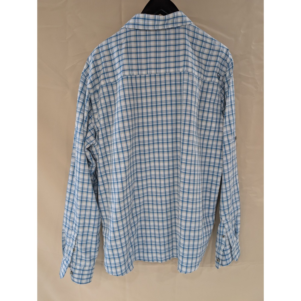 Wrangler Outdoor Blue Plaid Roll Sleeve Button Up Shirt Mens XL XLarge - Picture 7 of 8